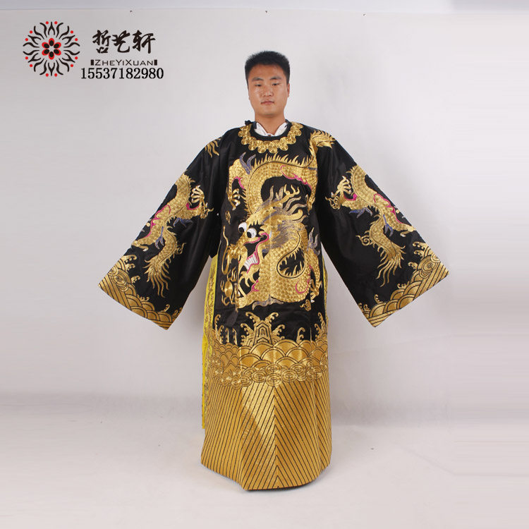 Opera Costume Peking Opera Python Robe Full Gold Dragon Python Flower Face Bao Gong Prime Minister Black Python Robe Costume Henan Opera Drama Costume