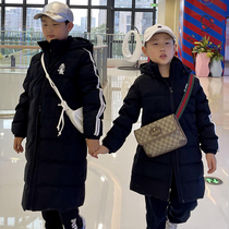 2022 mid-length childrens down clothes CUHK fairy white duck suede male and female child over knee down anti-season clear bin child clothing