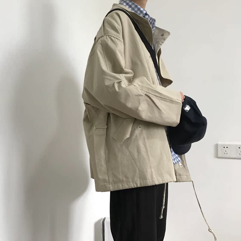 J / W Mùa thu New Korea ulzzang Harajuku Wild Light Color Cổ áo khoác gió Áo khoác nam và nữ áo gió bomber nam