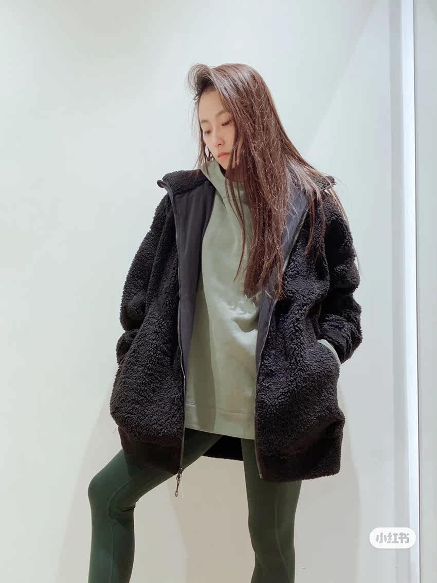 Long Textured Fleece Jacket soft teddy lamb suede warm with a velvet jacket