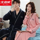 Осенний мужской хлопковый длинный банный халат для влюбленных, демисезонный тонкий лонгслив, пижама, большой размер