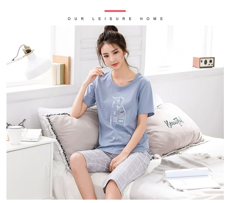 Đồ ngủ nữ cực rộng kích thước mùa hè cotton mỏng tay ngắn cắt quần rộng cộng với phân bón để tăng 200 kg chất béo mm phù hợp đồ bộ mặc nhà cao cấp