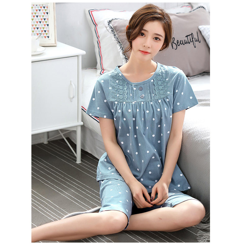 Thêm kích thước lớn nữ đồ ngủ mùa hè cotton ngắn tay áo lỏng lẻo cộng với phân bón tăng 200 pound chất béo mm set trung và cũ