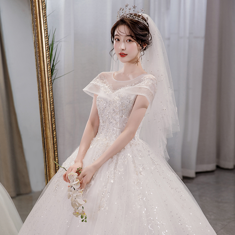 Summer starry sky for bride for princess, new collection, open shoulders, bright catchy style, fitted Summer starry sky for bride for princess, new collection, open shoulders, bright catchy style, fitted