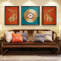 Light luxury living room decoration painting modern sofa background wall painting new Chinese mural wood carving real object painting three-dimensional painting original