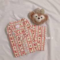 2022 new bear spring and autumn pajamas womens long-sleeved cotton ins fashion cute Japanese sweet students Korean version