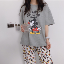 Trousers pajamas summer womens thin Mickey suit cotton couple new 2020 new summer thin air-conditioned room