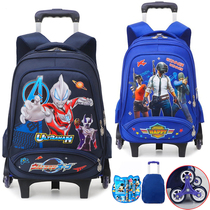 Trolley school bag for primary school boys Children 1-3-6 grade girls six-wheel waterproof hand push-pull tow box with wheels 5