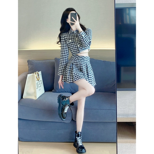 Демисезонный комплект, милая короткая юбка, изысканный стиль, городской стиль, в стиле Шанель