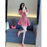 Розовое летнее платье, милый приталенный корсет, рубашка, подходит для подростков, V-образный вырез, А-силуэт