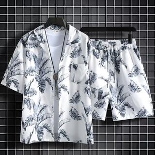 Beach suit men's short-sleeved shirt large size loose summer