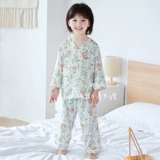 Детская летняя тонкая пижама, марлевый детский лонгслив, штаны, комплект подходит для мужчин и женщин