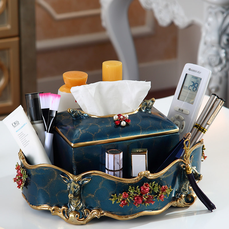 Light and luxurious tissue box Multi-functional European-style Removable Toilet Paper Box Home Living Room Tea Table Lavish High-end Clothing Paper Towels box