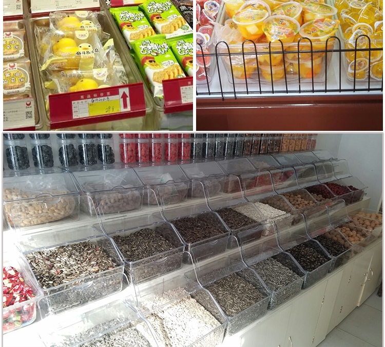 Siêu thị thực phẩm trưng bày hộp kệ trưng bày hộp trái cây sấy khô hộp kẹo hộp nhựa hộp thức ăn số lượng lớn giỏ thực phẩm - Kệ / Tủ trưng bày