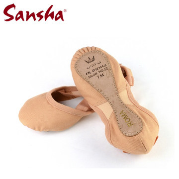 French Sansha Sansha ballet Skilled Shoes Elastic Canvas Imported Grilled Coke Leather One Bottom Soft Shoes FR22C