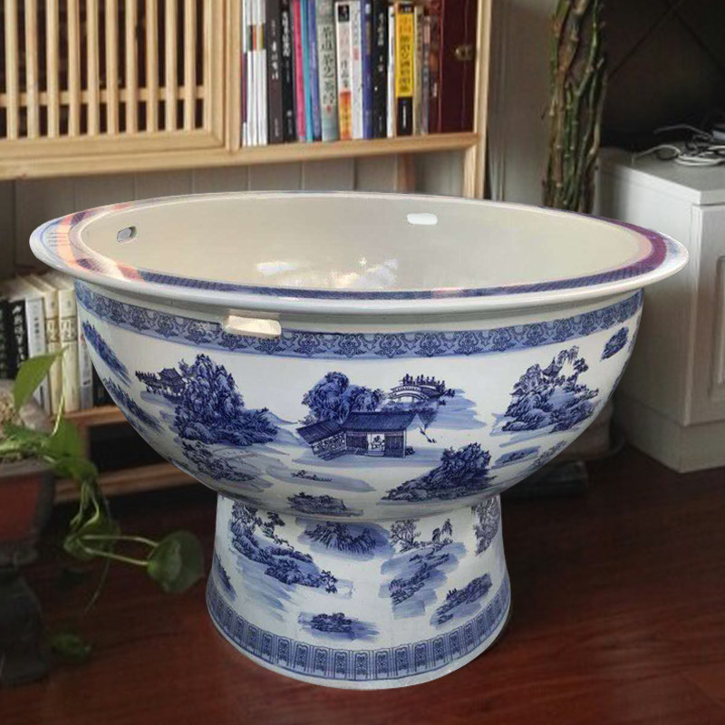 Ceramic fish tank green flower fish tank living room shallow basin ceramic fish tank extra-large ceramic fish tank decoration ceramic gold fish tank large