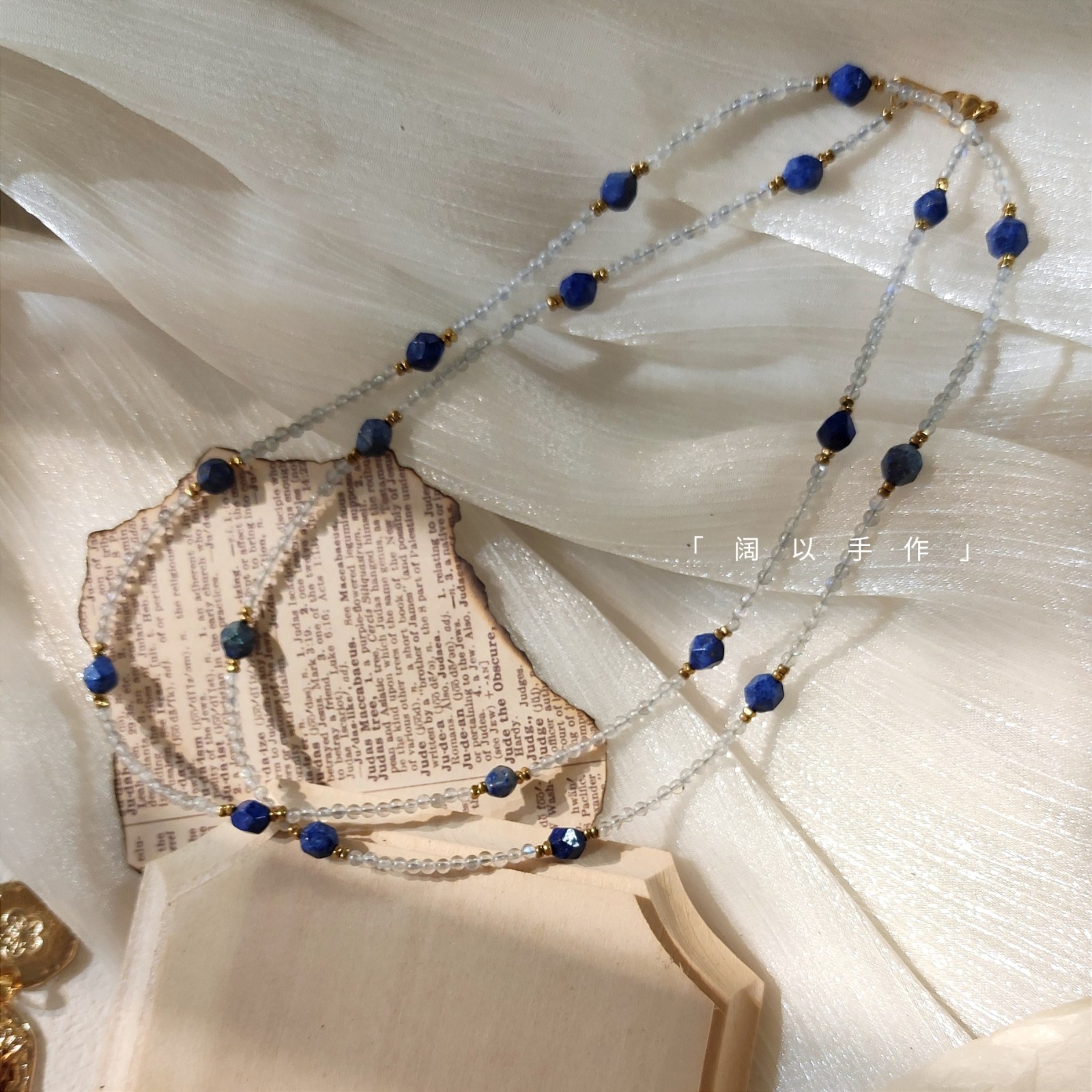 阔以手作灰月光石青金石项链:小众设计,高级感爆棚!-颈饰-淘宝好物网