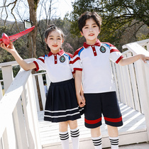 Primary School Uniforms Summer Clothing Sportswear Suit Children Class Clothes Summer Pure Cotton Suit Graduation Photo Clothing Kindergarten Garden Dress