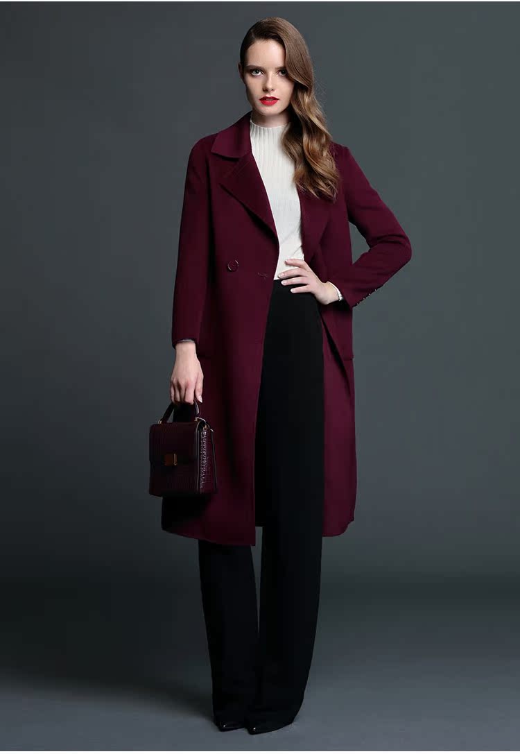 TDEB2019 áo khoác cashmere hai mặt cao cấp mới của châu Âu và Mỹ - Áo len lót đôi áo khoác dạ nữ