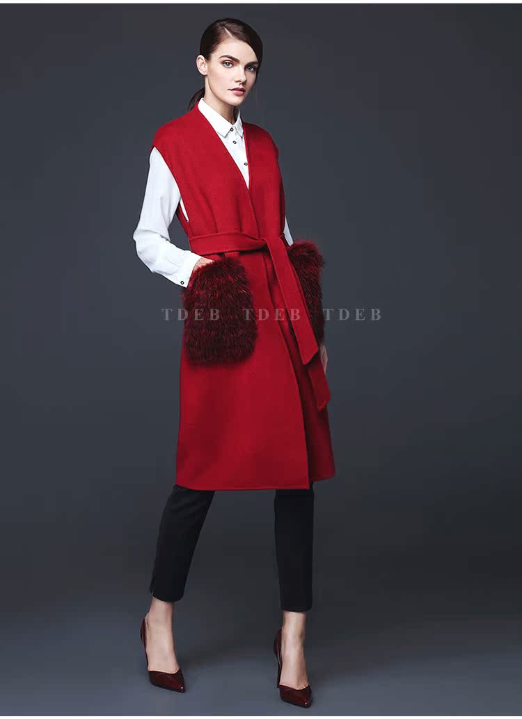 2019 mới châu Âu và Mỹ cao cấp thương hiệu lớn chính hãng áo khoác hai mặt cashmere áo khoác len dài của phụ nữ - Áo len lót đôi áo khoác lông cừu nữ