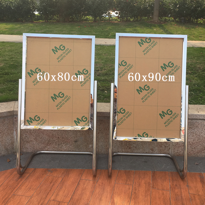 Hotel L foot indicator vertical stainless steel poster shelf hydro billboard display frame landing hydro bracket