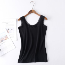 Cotton Vest Womens Fashion Sleeveless Lace Edge base shirt Summer Joker Loose Plus Size