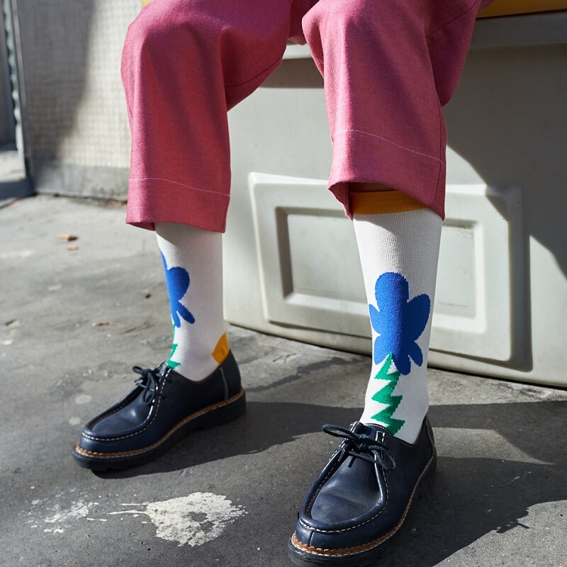 Lifebeatxmao.Mao Studio Co-Branded Thin Mid-Calf Floral Cotton Socks