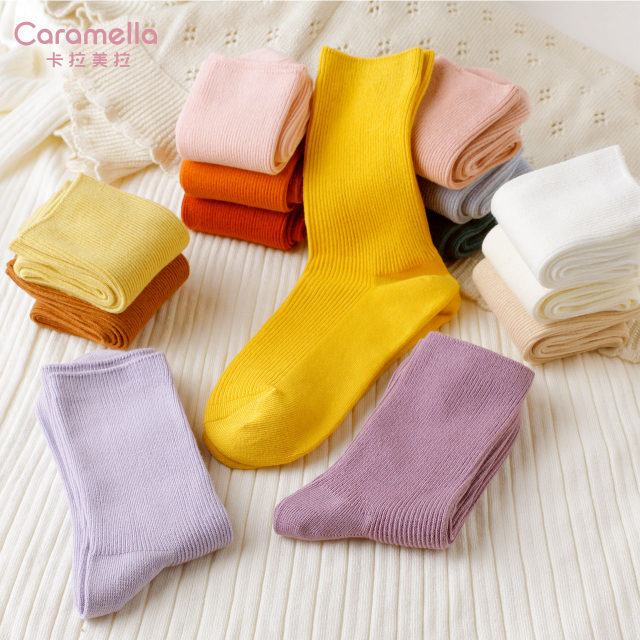 ຖົງຕີນແມ່ຍິງກາງ-calf socks spring and autumn stockings Zhuji Dui Dui socks autumn and winter cotton socks white women's socks black women's stockings