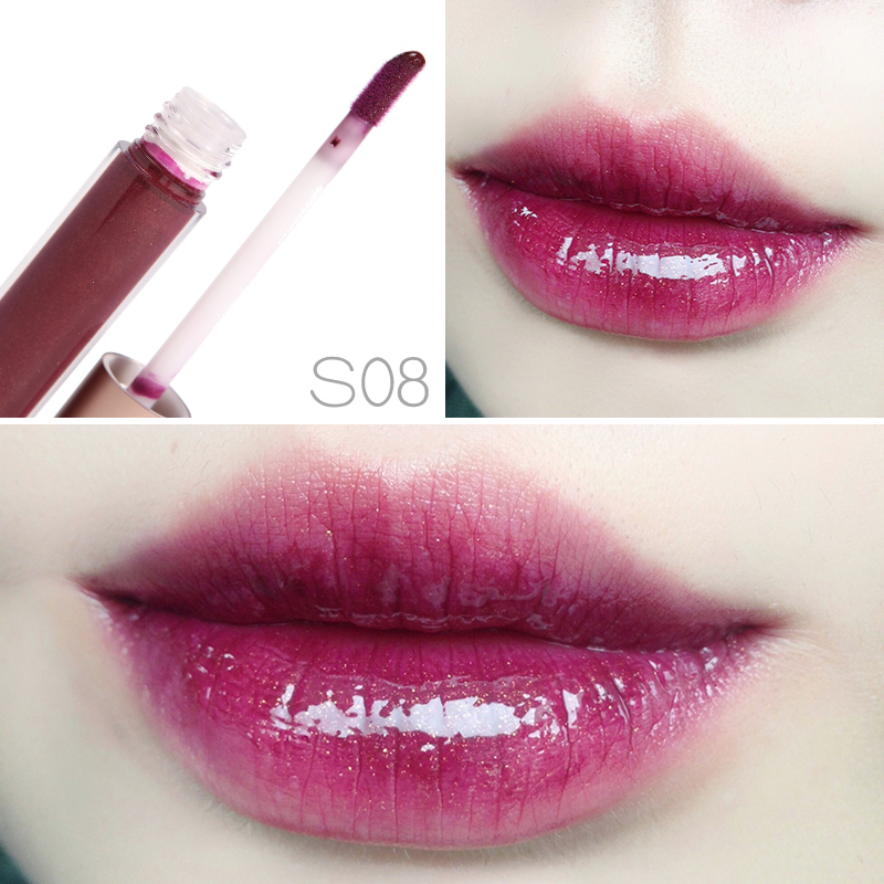 Hàng Trung Quốc màu cam son bóng son bóng nàng tiên cá ji lip glaze với ngọc trai lấp lánh đẹp lật môi thủy tinh 	son bóng trong	