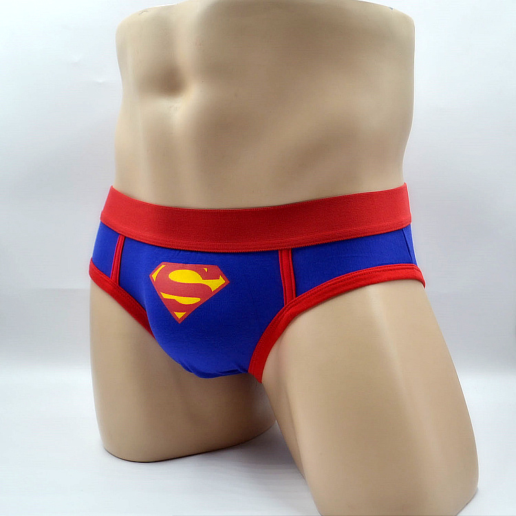 Fashionable Young Men's Underwear, Blue S Superman Briefs, Sexy Low-Waist Cotton Trendy Men's Underwear for Students