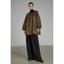 UNSPOKEN Leather Jacket Women spring design sense niche drawstring top senior sense retro motorcycle jacket