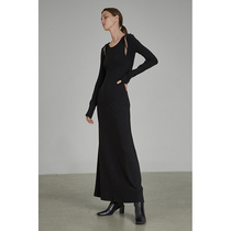 UNSPOKEN black two-piece dress female spring 2022 new interior knit skirt design sense niche