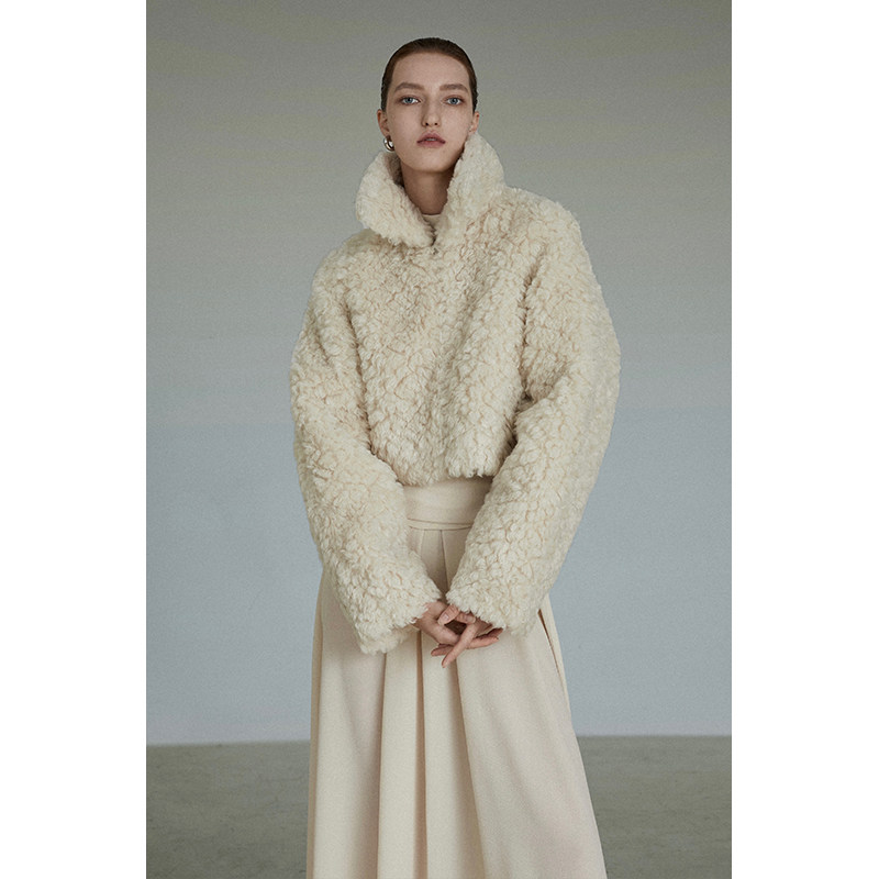 UNSPOKEN lamb wool coat women's autumn 2022 thickened chic high-end high-end woolen coat short