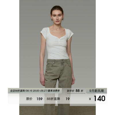 UNSPOKEN white T-shirt women's short-sleeved, slimming and elegant V-neck, versatile French top 2026 Summer new style