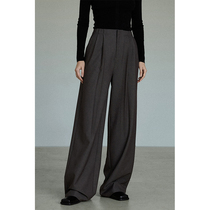 UNSPOKEN gray suit pants womens spring drape feel thin 2022 new premium high waist straight wide leg pants