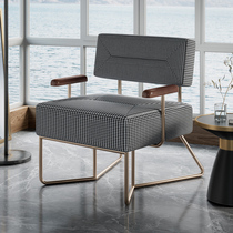 Nordic light luxury lazy sofa retro houndstooth walnut living room cloth bedroom hotel simple net red sofa chair