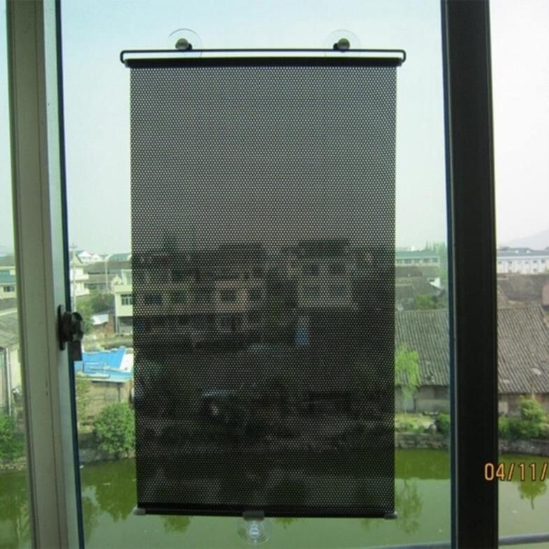 Household glass simple sunscreen insulation baffle film mesh curtain Window room free hole summer balcony shading curtain