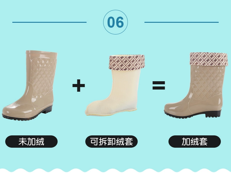 Giày đi mưa nữ dành cho người lớn ống chống nước mưa chống trượt Giày thời trang mang giày đơn