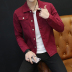 Thu denim jacket nam Hàn Quốc ôm quần áo triều đẹp trai áo đỏ Cảng gió màu đen áo khoác Áo sơ mi nam - Áo khoác đôi áo đôi nam nữ Áo khoác đôi