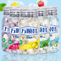 Wanshunchang Vitamin c refreshing lozenges Mint lemon plum fruit flavor solid tablet chewing candy Net red snack 2 bottles