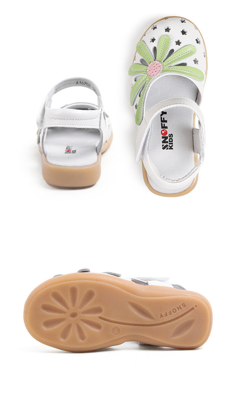 Sandales enfants en cuir de vache fendu SNOFFY Baotou creux pour été - semelle caoutchouc antidérapant - Ref 1053411 Image 26