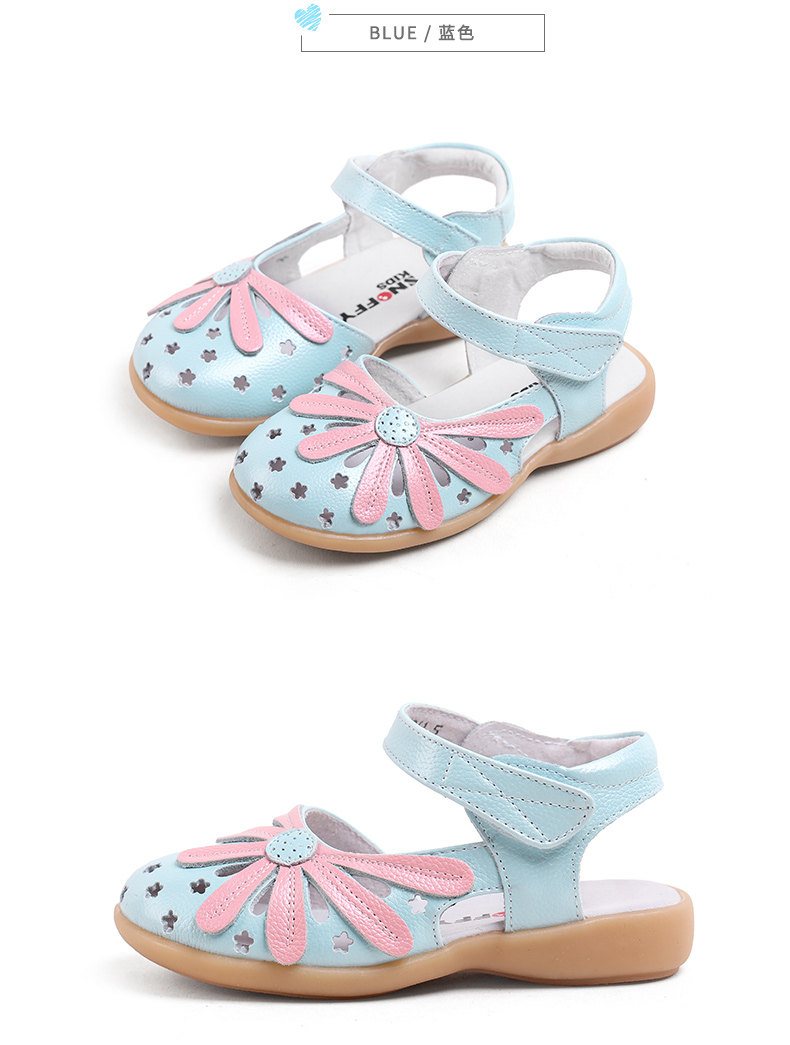 Sandales enfants en cuir de vache fendu SNOFFY Baotou creux pour été - semelle caoutchouc antidérapant - Ref 1053411 Image 27