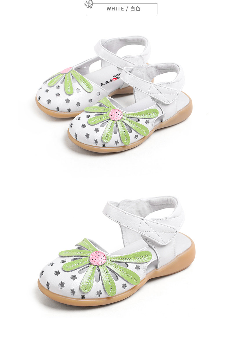 Sandales enfants en cuir de vache fendu SNOFFY Baotou creux pour été - semelle caoutchouc antidérapant - Ref 1053411 Image 25