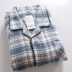 Đồ ngủ nam cotton dày đôi nhung mùa thu và mùa đông cotton dài tay kẻ sọc phục vụ nhà shop thời trang nam Nam giới