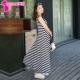 Phiên bản Hàn Quốc của các bà bầu có kích thước lớn đầm xuân và thu đông 3-9 tháng mẫu thời trang mẹ dài đầm xuân hai dây