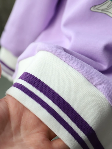 Осенняя сиреневая толстовка, с вышивкой, в западном стиле, подходит для подростков