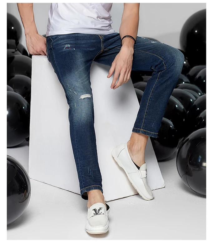 VJC / Weijiesi 2020 xuân hè nam quần thời trang mới quần âu thương hiệu thời trang châu Âu rách jeans - Quần jean