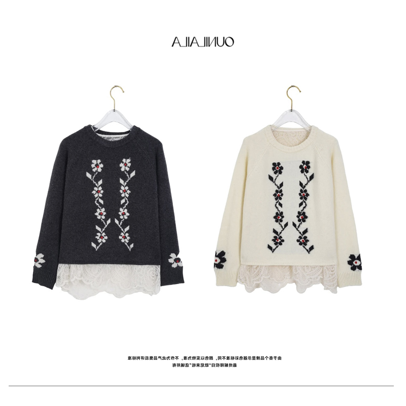 French Retro Style Jacquard Round Neck Pullover Sweater for Women, New Autumn and Winter Style, Lazy Style, Soft and Waxy Lace Knitted Top