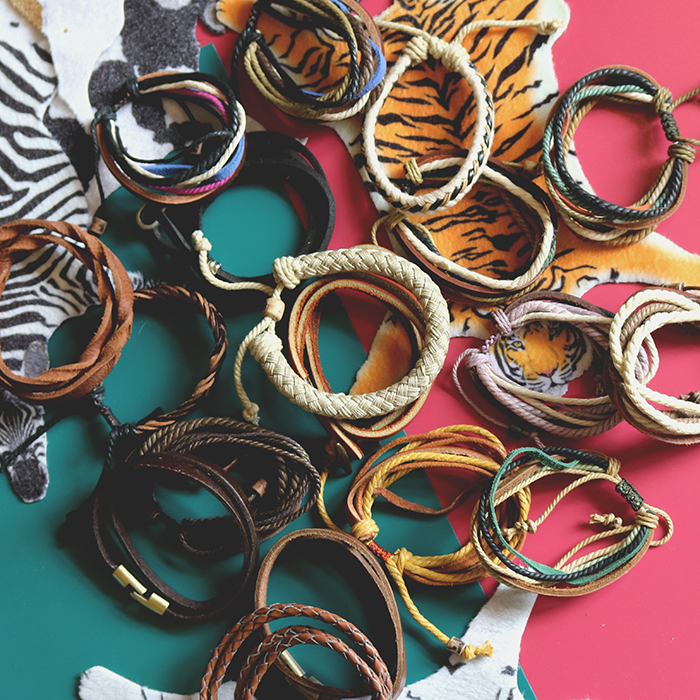 Original hand made Vintage cold wind retro knitting hand rope literary couple jewelry cow skin wrapped handcuff