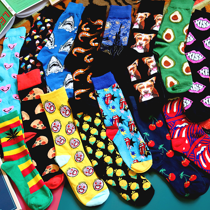 Happy Socks tongue-out pit bull hip-hop street stockings men's and women's stockings